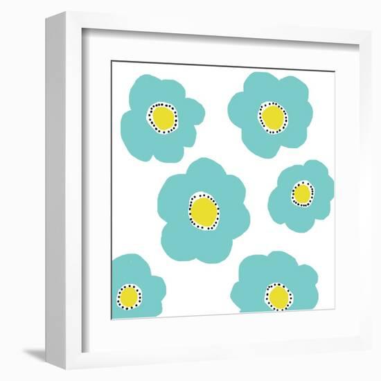 Aqua Pop Flowers-Jan Weiss-Framed Art Print