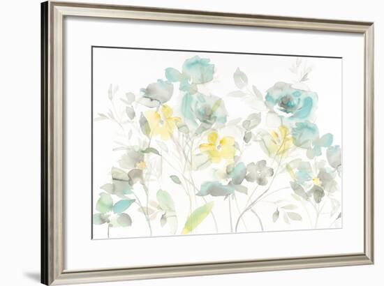 Aqua Roses Shadows-Danhui Nai-Framed Art Print