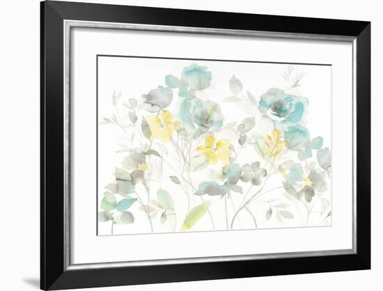 Aqua Roses Shadows-Danhui Nai-Framed Art Print