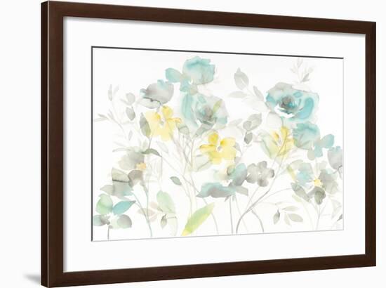 Aqua Roses Shadows-Danhui Nai-Framed Art Print