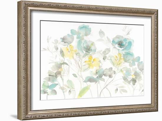 Aqua Roses Shadows-Danhui Nai-Framed Art Print