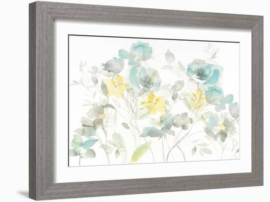 Aqua Roses Shadows-Danhui Nai-Framed Art Print