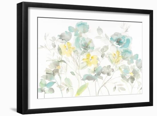 Aqua Roses Shadows-Danhui Nai-Framed Art Print