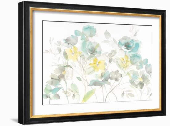 Aqua Roses Shadows-Danhui Nai-Framed Art Print