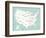 Aqua USA Map-Kindred Sol Collective-Framed Art Print