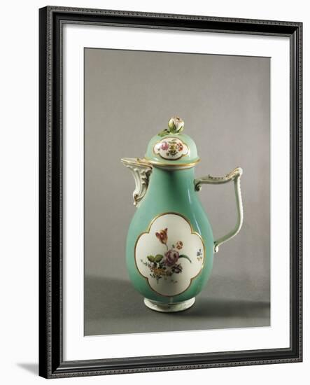 Aquamarine Coffee Pot with Floral Decoration and Gilt Freizes, 1750-null-Framed Giclee Print