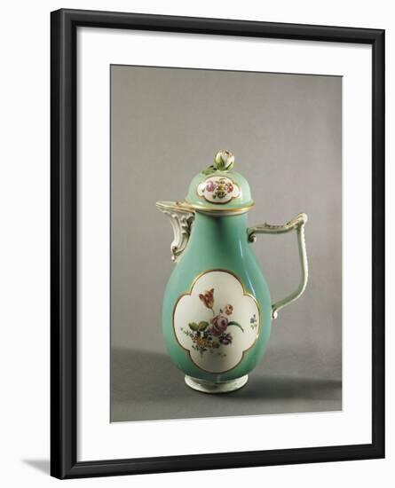 Aquamarine Coffee Pot with Floral Decoration and Gilt Freizes, 1750-null-Framed Giclee Print