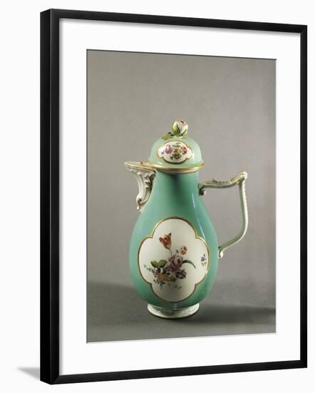 Aquamarine Coffee Pot with Floral Decoration and Gilt Freizes, 1750-null-Framed Giclee Print