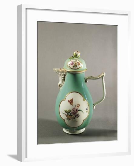 Aquamarine Coffee Pot with Floral Decoration and Gilt Freizes, 1750-null-Framed Giclee Print