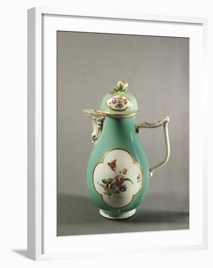 Aquamarine Coffee Pot with Floral Decoration and Gilt Freizes, 1750-null-Framed Giclee Print