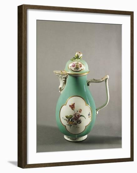 Aquamarine Coffee Pot with Floral Decoration and Gilt Freizes, 1750-null-Framed Giclee Print