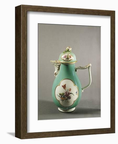 Aquamarine Coffee Pot with Floral Decoration and Gilt Freizes, 1750-null-Framed Giclee Print