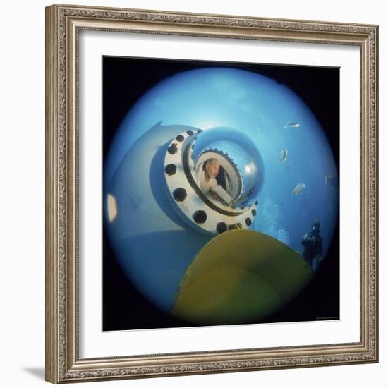 Aquanaut Edward Batutis from Within Project Tektite Habitat with Diver Outside at Beehive Cove-Stan Wayman-Framed Photographic Print