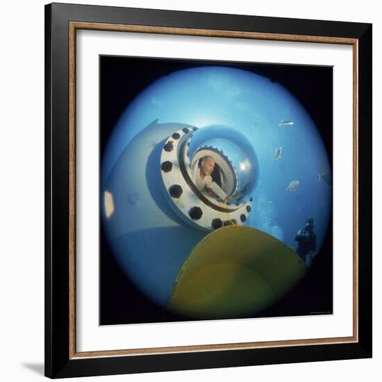 Aquanaut Edward Batutis from Within Project Tektite Habitat with Diver Outside at Beehive Cove-Stan Wayman-Framed Photographic Print