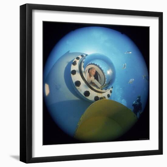 Aquanaut Edward Batutis from Within Project Tektite Habitat with Diver Outside at Beehive Cove-Stan Wayman-Framed Photographic Print