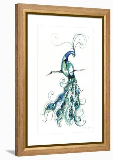 Aquarelle Peacock I-Jennifer Goldberger-Framed Stretched Canvas
