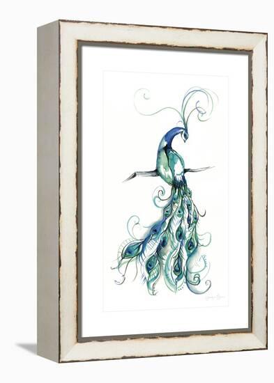 Aquarelle Peacock I-Jennifer Goldberger-Framed Stretched Canvas