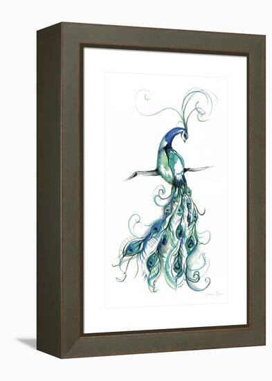 Aquarelle Peacock I-Jennifer Goldberger-Framed Stretched Canvas