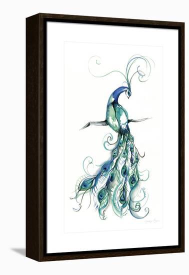 Aquarelle Peacock I-Jennifer Goldberger-Framed Stretched Canvas