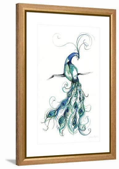 Aquarelle Peacock I-Jennifer Goldberger-Framed Stretched Canvas