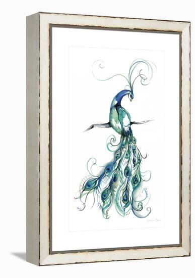 Aquarelle Peacock I-Jennifer Goldberger-Framed Stretched Canvas