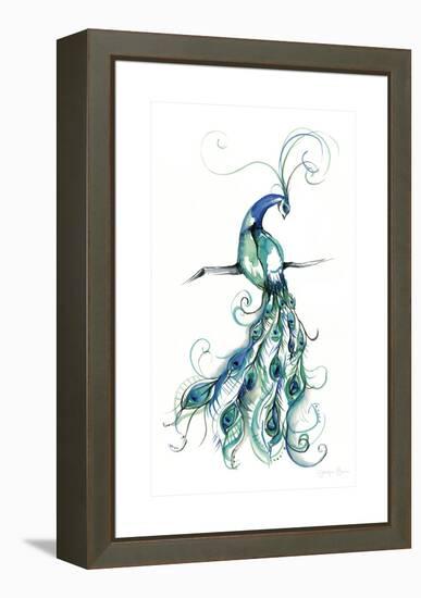 Aquarelle Peacock I-Jennifer Goldberger-Framed Stretched Canvas