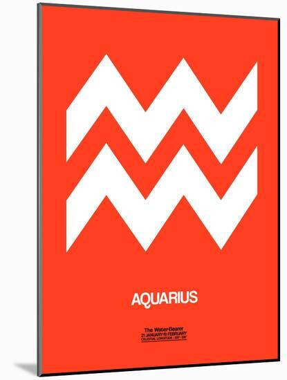 Aquarius Zodiac Sign White on Orange-NaxArt-Mounted Art Print