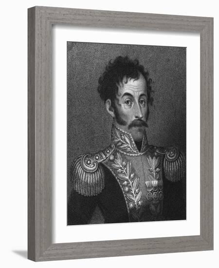 Aquatint Portrait of Simon Bolivar-null-Framed Giclee Print