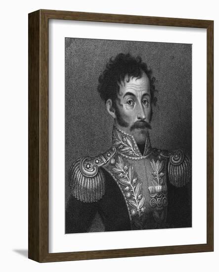 Aquatint Portrait of Simon Bolivar-null-Framed Giclee Print