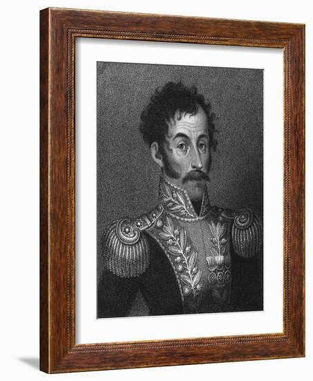 Aquatint Portrait of Simon Bolivar-null-Framed Giclee Print