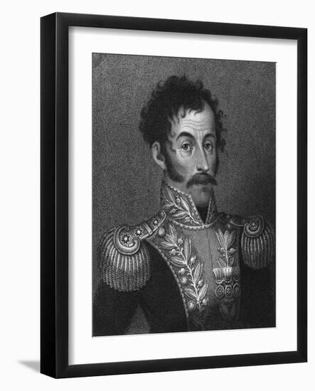 Aquatint Portrait of Simon Bolivar-null-Framed Giclee Print