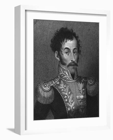 Aquatint Portrait of Simon Bolivar-null-Framed Giclee Print