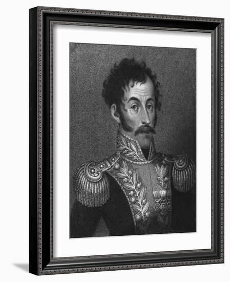 Aquatint Portrait of Simon Bolivar-null-Framed Giclee Print