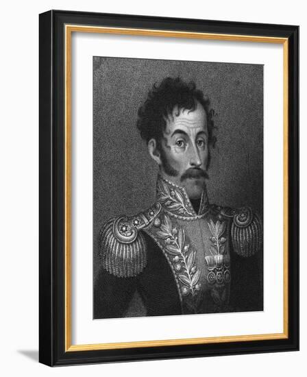 Aquatint Portrait of Simon Bolivar-null-Framed Giclee Print