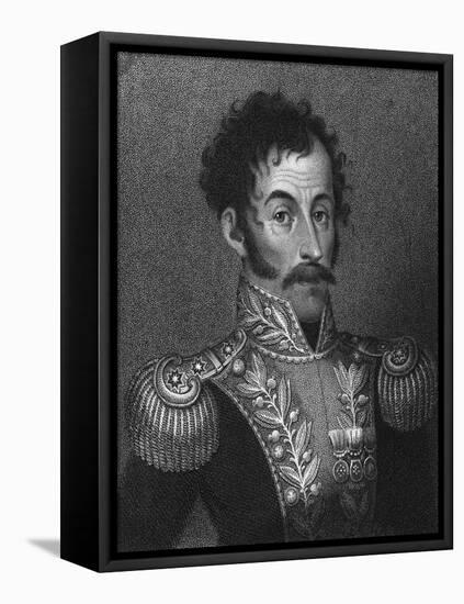 Aquatint Portrait of Simon Bolivar-null-Framed Premier Image Canvas