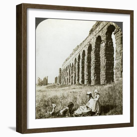 Aqueduct of Claudius and the Campagna, Rome, Italy-Underwood & Underwood-Framed Photographic Print