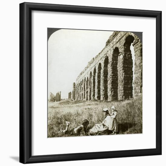 Aqueduct of Claudius and the Campagna, Rome, Italy-Underwood & Underwood-Framed Photographic Print