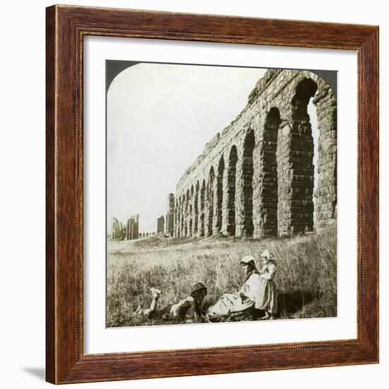 Aqueduct of Claudius and the Campagna, Rome, Italy-Underwood & Underwood-Framed Photographic Print