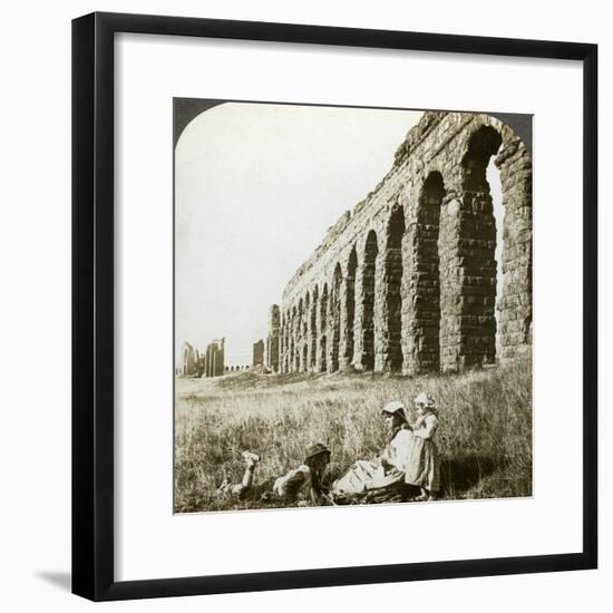 Aqueduct of Claudius and the Campagna, Rome, Italy-Underwood & Underwood-Framed Photographic Print