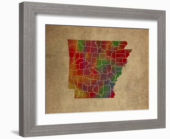 AR Colorful Counties-Red Atlas Designs-Framed Giclee Print