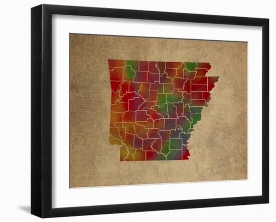 AR Colorful Counties-Red Atlas Designs-Framed Giclee Print