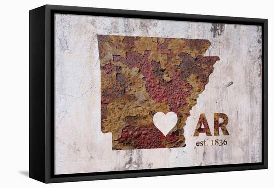 AR Rusty Cementwall Heart-Red Atlas Designs-Framed Premier Image Canvas