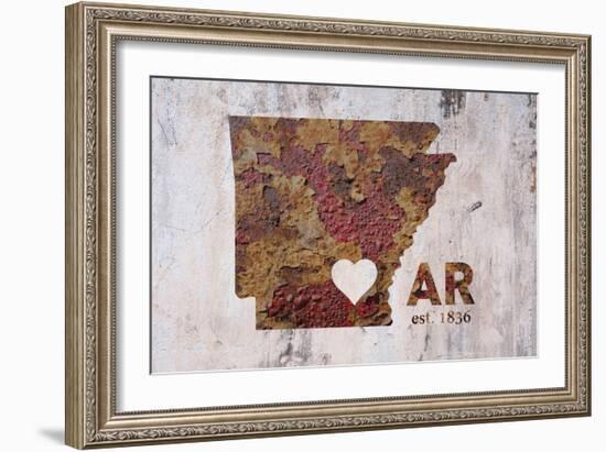 AR Rusty Cementwall Heart-Red Atlas Designs-Framed Giclee Print