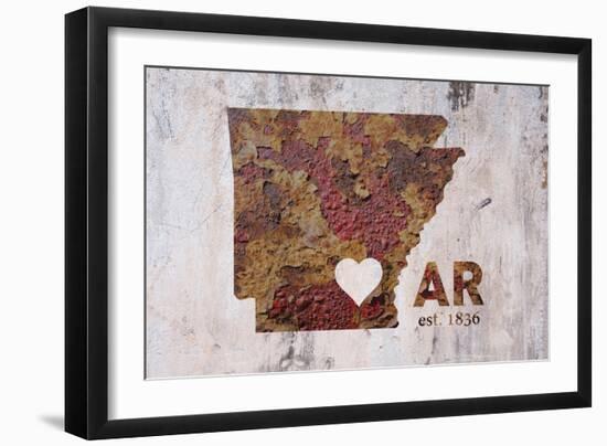 AR Rusty Cementwall Heart-Red Atlas Designs-Framed Giclee Print