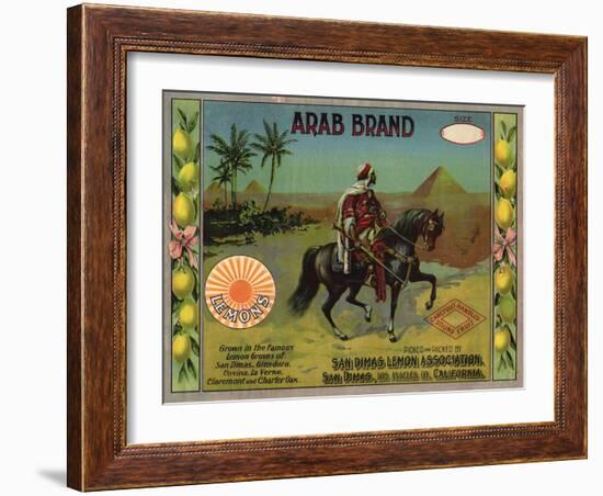 Arab Brand - San Dimas, California - Citrus Crate Label-Lantern Press-Framed Art Print