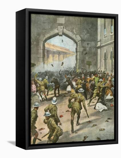 Arab Demo at Jerusalem-Vittorio Pisani-Framed Stretched Canvas