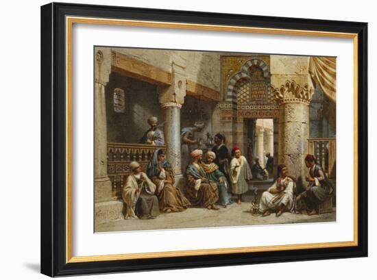 Arab Figures in a Coffee House, 1870-Carl Friedrich Heinrich Werner-Framed Giclee Print