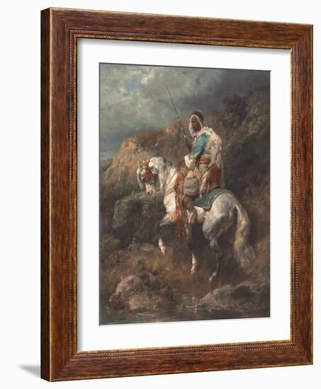 Arab Horseman (Oil on Canvas)-Adolf Schreyer-Framed Giclee Print