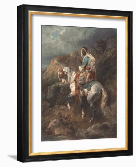 Arab Horseman (Oil on Canvas)-Adolf Schreyer-Framed Giclee Print