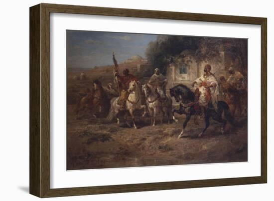 Arab Horsemen by a Fountain-Jean-Baptiste-Camille Corot-Framed Giclee Print